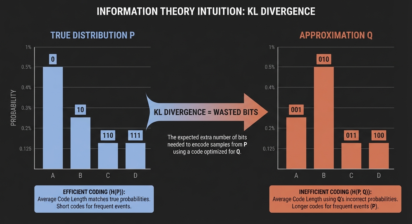 KL Divergence as Wasted Bits
